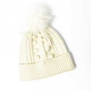 TOPSHOP Pom Pom Fluffy Women Ivory Color Winter Beanie NEW